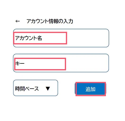 アカウント情報の入力